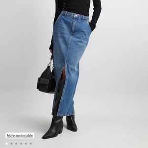 Denim Maxi Skirt w/ Slit